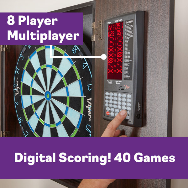 Viper Vault Deluxe Dartboard with Integrated Pro Score, Chroma